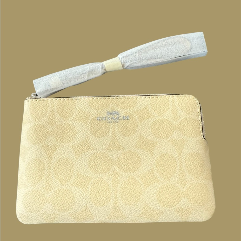 Coach Leather Wristlet, butter yellow